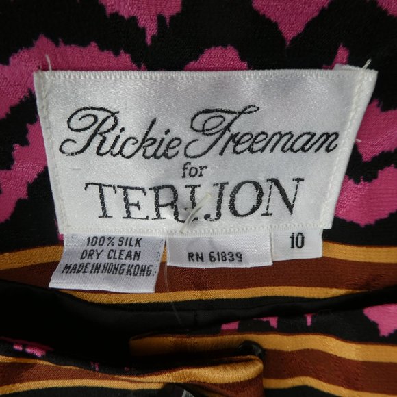 SiLK NEW Rickie Freeman Mixed Print Blazer Jacket Floral Animal Shoulder Pads M - Picture 8 of 8